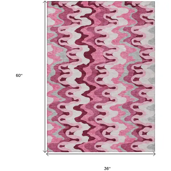 Blush Pink And Mauve Abstract Washable Indoor Outdoor Area Rug Photo 7