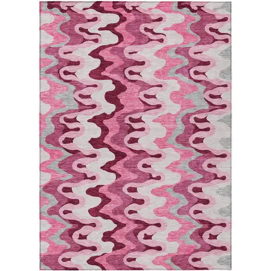 Blush Pink And Mauve Abstract Washable Indoor Outdoor Area Rug Photo 1