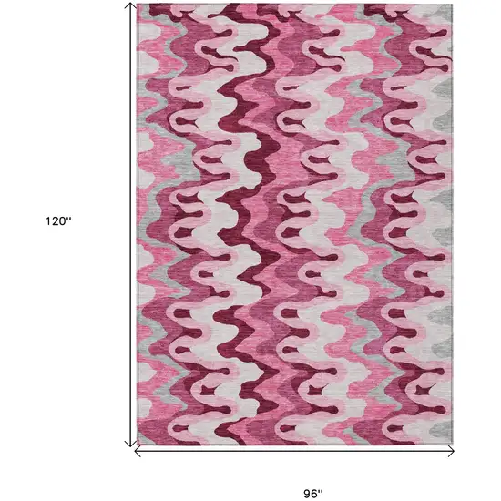 Blush Pink And Mauve Abstract Washable Indoor Outdoor Area Rug Photo 7