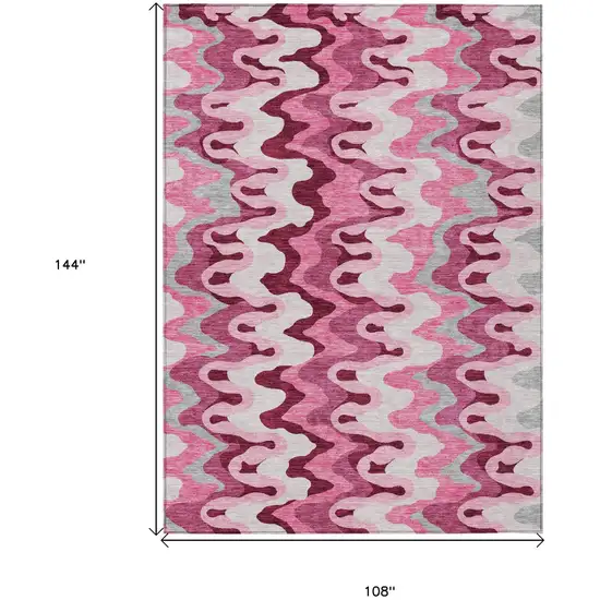 Blush Pink And Mauve Abstract Washable Indoor Outdoor Area Rug Photo 7