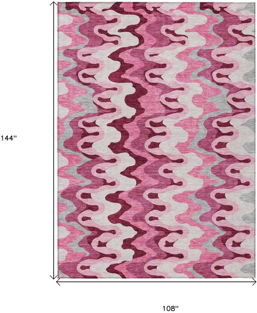 Blush Pink And Mauve Abstract Washable Indoor Outdoor Area Rug Photo 7