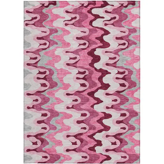 Blush Pink And Mauve Abstract Washable Indoor Outdoor Area Rug Photo 6
