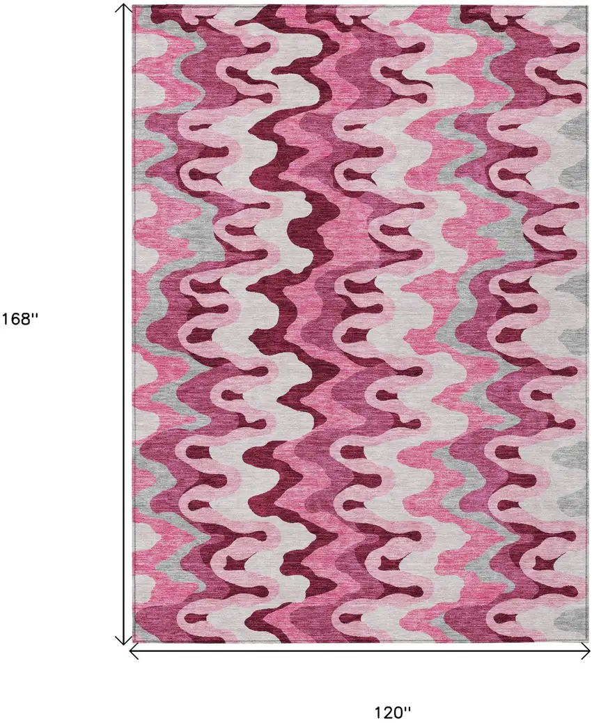 Blush Pink And Mauve Abstract Washable Indoor Outdoor Area Rug Photo 7
