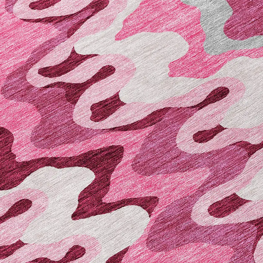 Blush Pink And Mauve Abstract Washable Indoor Outdoor Area Rug Photo 3