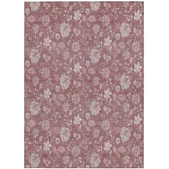 Blush Pink And Mauve Floral Washable Indoor Outdoor Area Rug Photo 7
