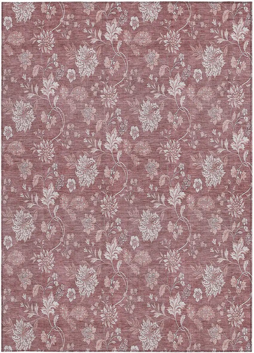 Blush Pink And Mauve Floral Washable Indoor Outdoor Area Rug Photo 7