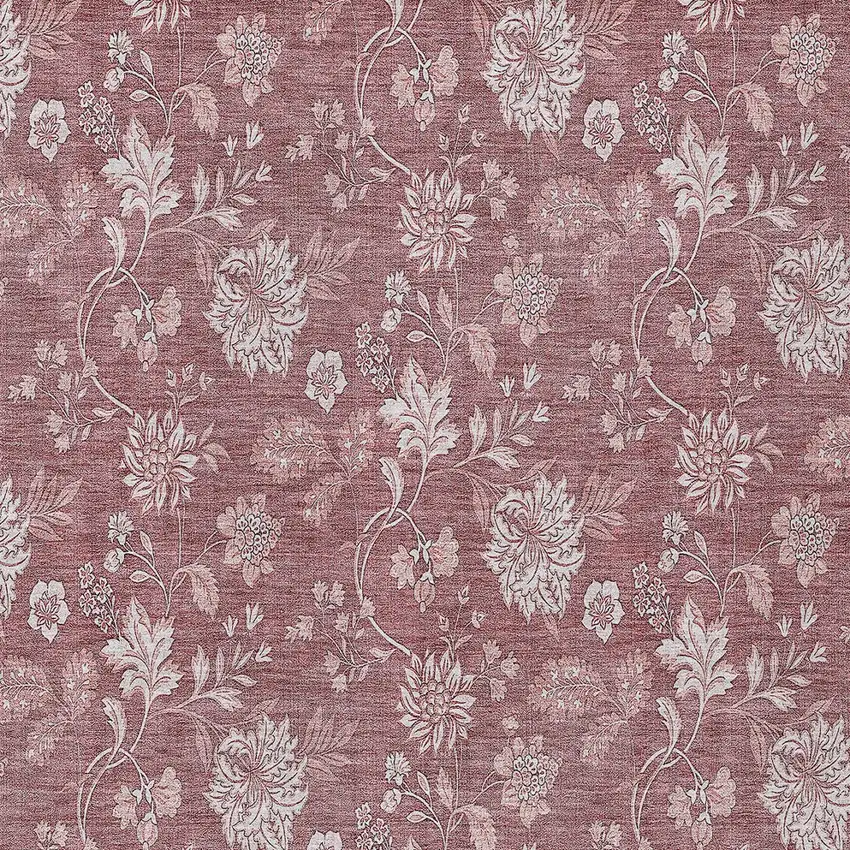 Blush Pink And Mauve Floral Washable Indoor Outdoor Area Rug Photo 6