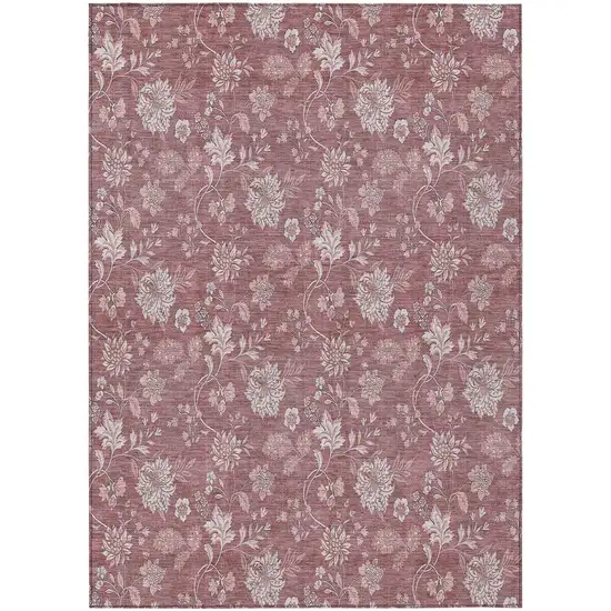 Blush Pink And Mauve Floral Washable Indoor Outdoor Area Rug Photo 2