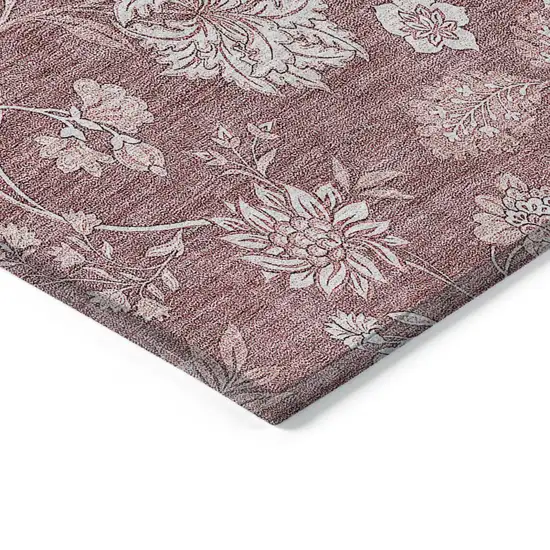 Blush Pink And Mauve Floral Washable Indoor Outdoor Area Rug Photo 5