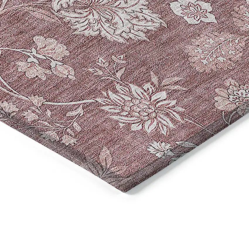 Blush Pink And Mauve Floral Washable Indoor Outdoor Area Rug Photo 5