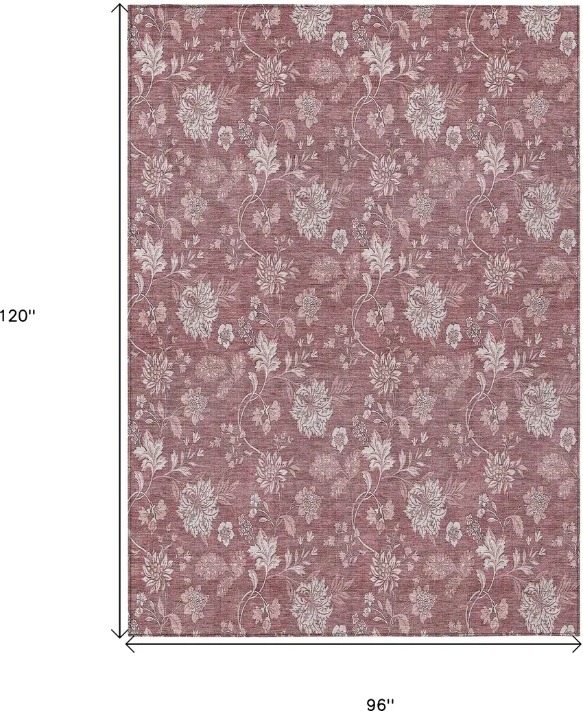 Blush Pink And Mauve Floral Washable Indoor Outdoor Area Rug Photo 3
