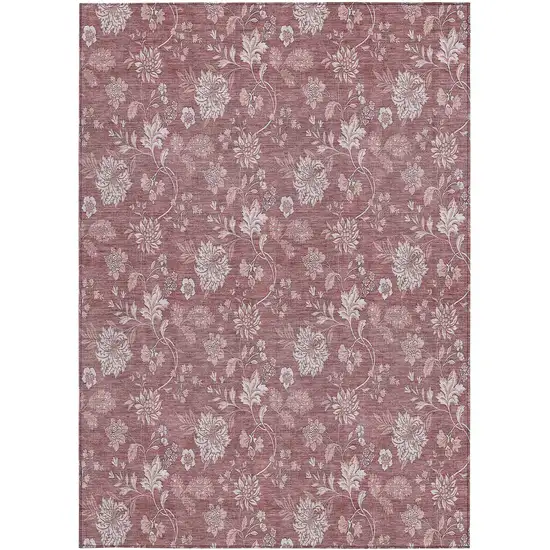 Blush Pink And Mauve Floral Washable Indoor Outdoor Area Rug Photo 7