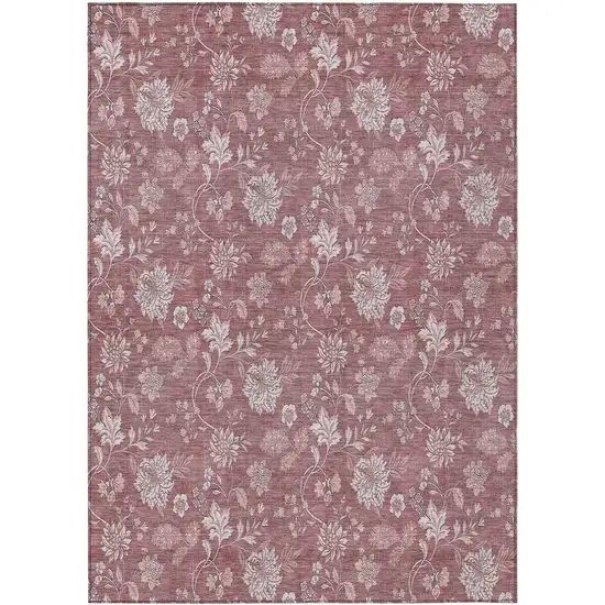 Blush Pink And Mauve Floral Washable Indoor Outdoor Area Rug Photo 2