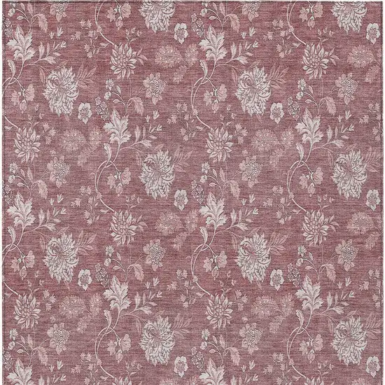 Blush Pink And Mauve Floral Washable Indoor Outdoor Area Rug Photo 7
