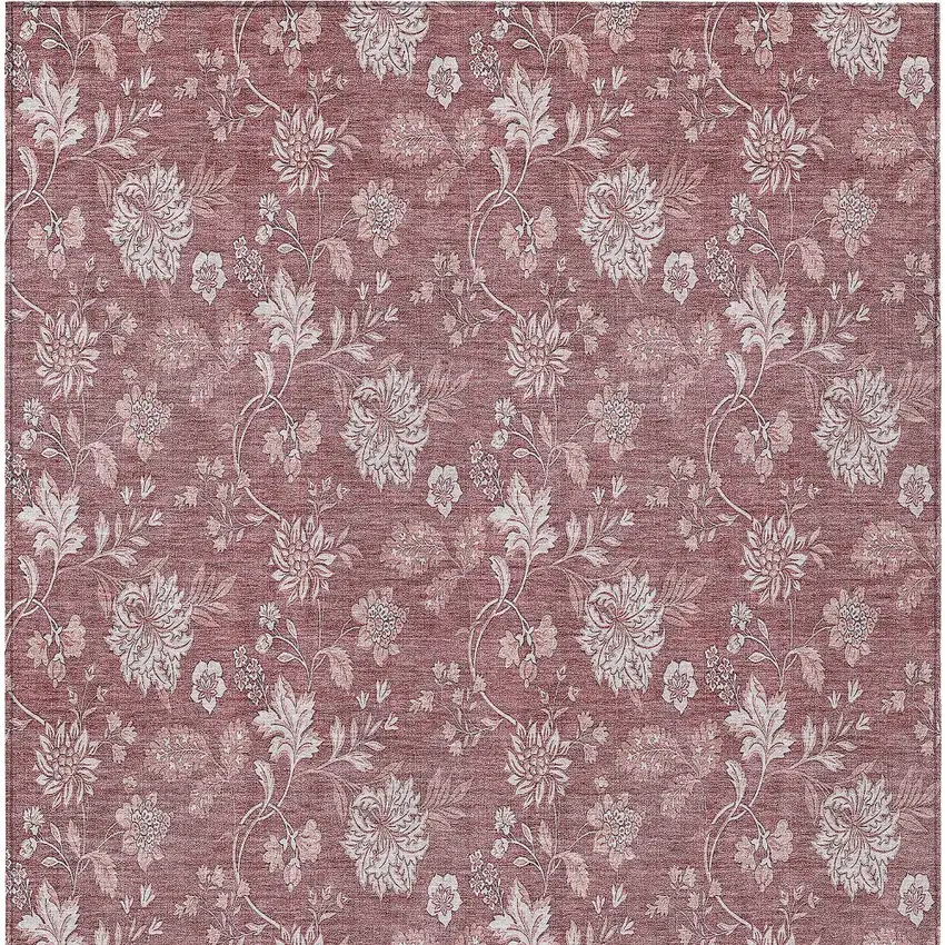 Blush Pink And Mauve Floral Washable Indoor Outdoor Area Rug Photo 7