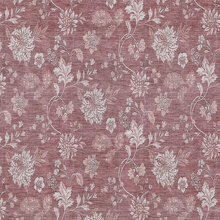 Blush Pink And Mauve Floral Washable Indoor Outdoor Area Rug Photo 6