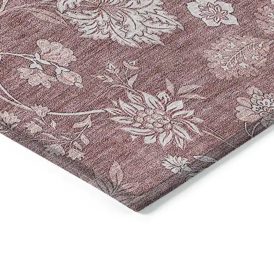 Blush Pink And Mauve Floral Washable Indoor Outdoor Area Rug Photo 5