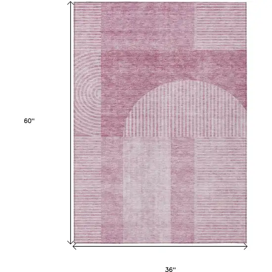 Blush Pink And Mauve Geometric Washable Indoor Outdoor Area Rug Photo 3