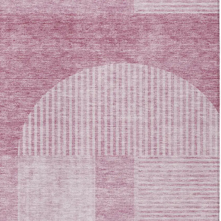 Blush Pink And Mauve Geometric Washable Indoor Outdoor Area Rug Photo 4