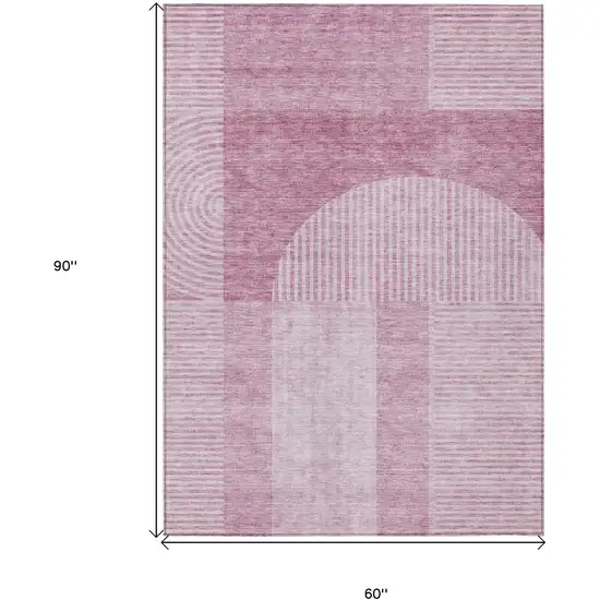 Blush Pink And Mauve Geometric Washable Indoor Outdoor Area Rug Photo 3