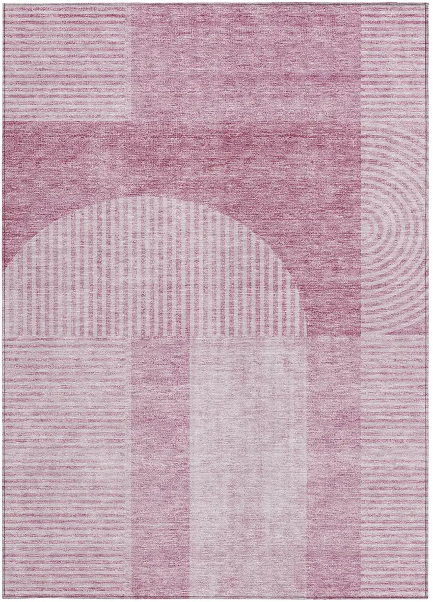 Blush Pink And Mauve Geometric Washable Indoor Outdoor Area Rug Photo 5