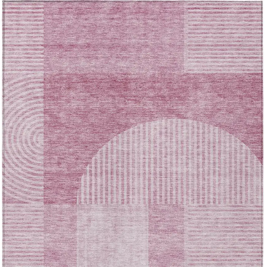 Blush Pink And Mauve Geometric Washable Indoor Outdoor Area Rug Photo 5