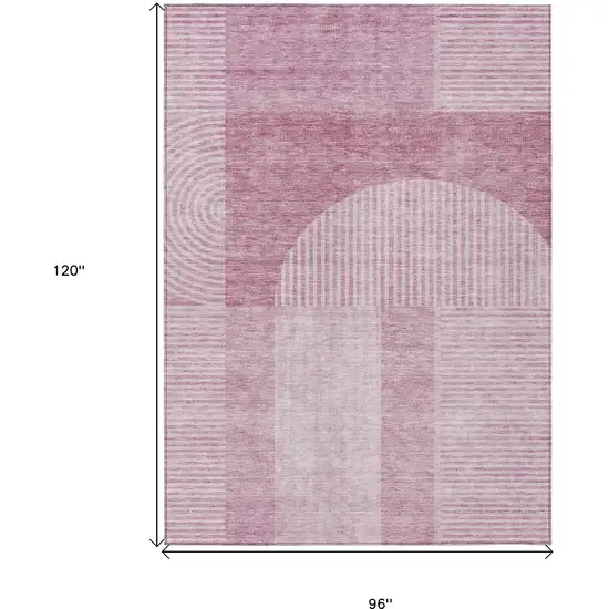 Blush Pink And Mauve Geometric Washable Indoor Outdoor Area Rug Photo 3