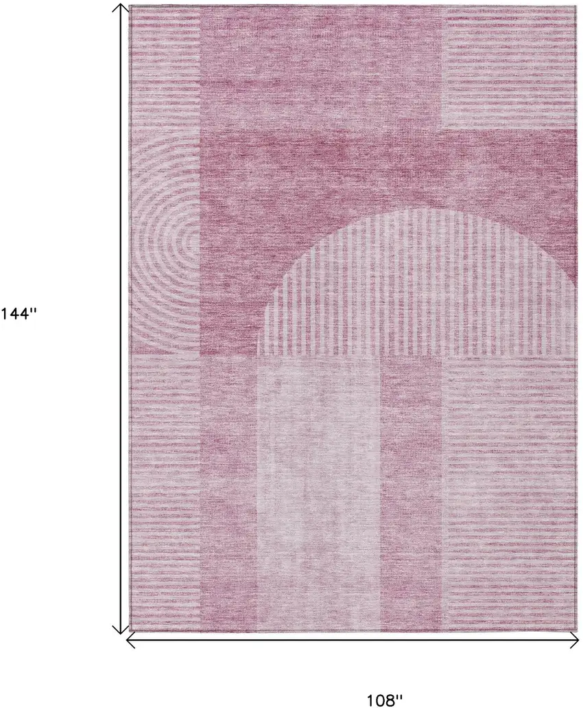 Blush Pink And Mauve Geometric Washable Indoor Outdoor Area Rug Photo 9