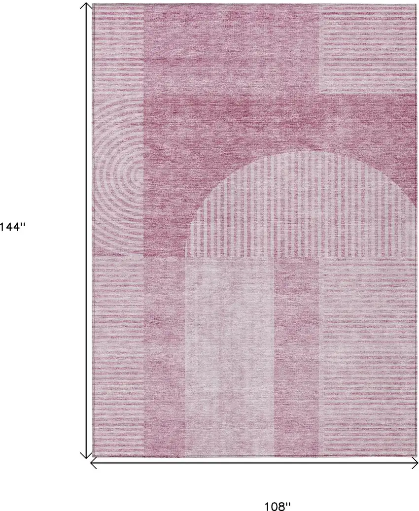 Blush Pink And Mauve Geometric Washable Indoor Outdoor Area Rug Photo 9