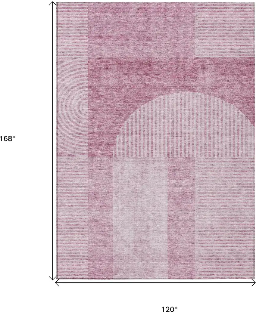 Blush Pink And Mauve Geometric Washable Indoor Outdoor Area Rug Photo 3