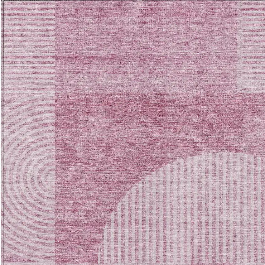 Blush Pink And Mauve Geometric Washable Indoor Outdoor Area Rug Photo 4