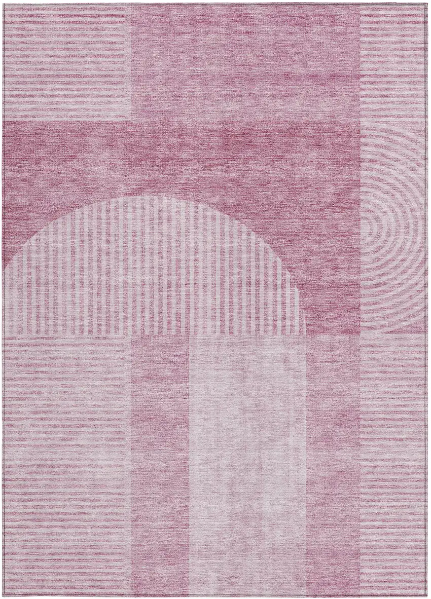 Blush Pink And Mauve Geometric Washable Indoor Outdoor Area Rug Photo 6
