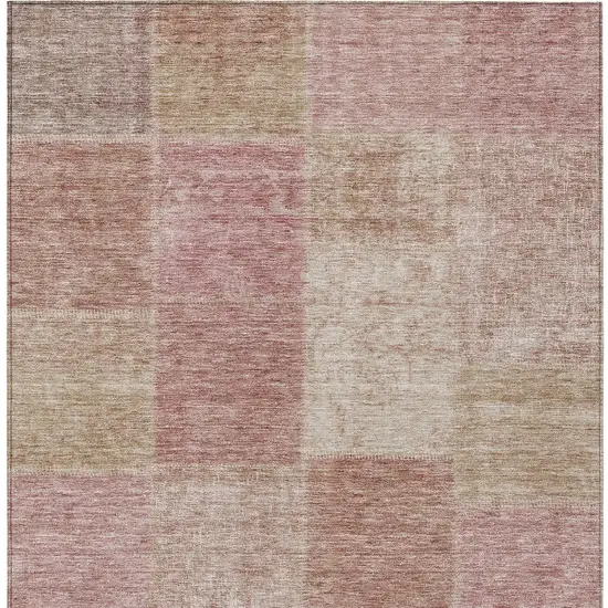 Blush Pink And Mauve Patchwork Washable Indoor Outdoor Area Rug Photo 6