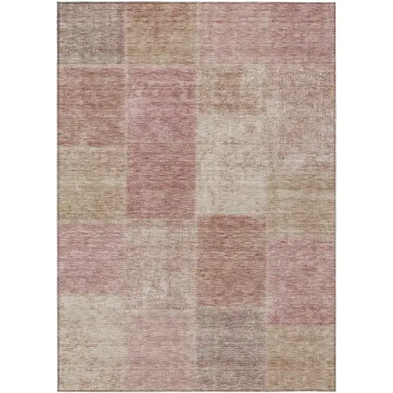 Blush Pink And Mauve Patchwork Washable Indoor Outdoor Area Rug Photo 2