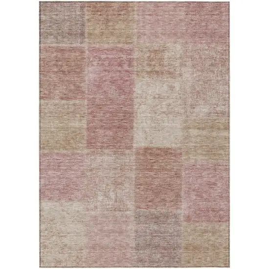 Blush Pink And Mauve Patchwork Washable Indoor Outdoor Area Rug Photo 2