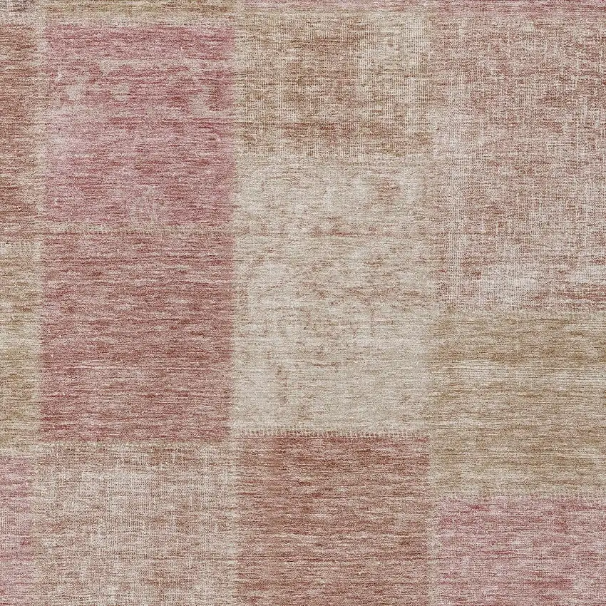 Blush Pink And Mauve Patchwork Washable Indoor Outdoor Area Rug Photo 5