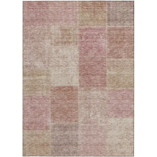 Blush Pink And Mauve Patchwork Washable Indoor Outdoor Area Rug Photo 7