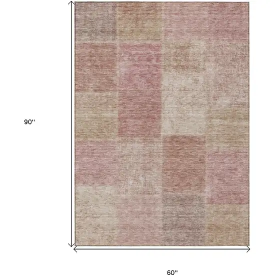 Blush Pink And Mauve Patchwork Washable Indoor Outdoor Area Rug Photo 3