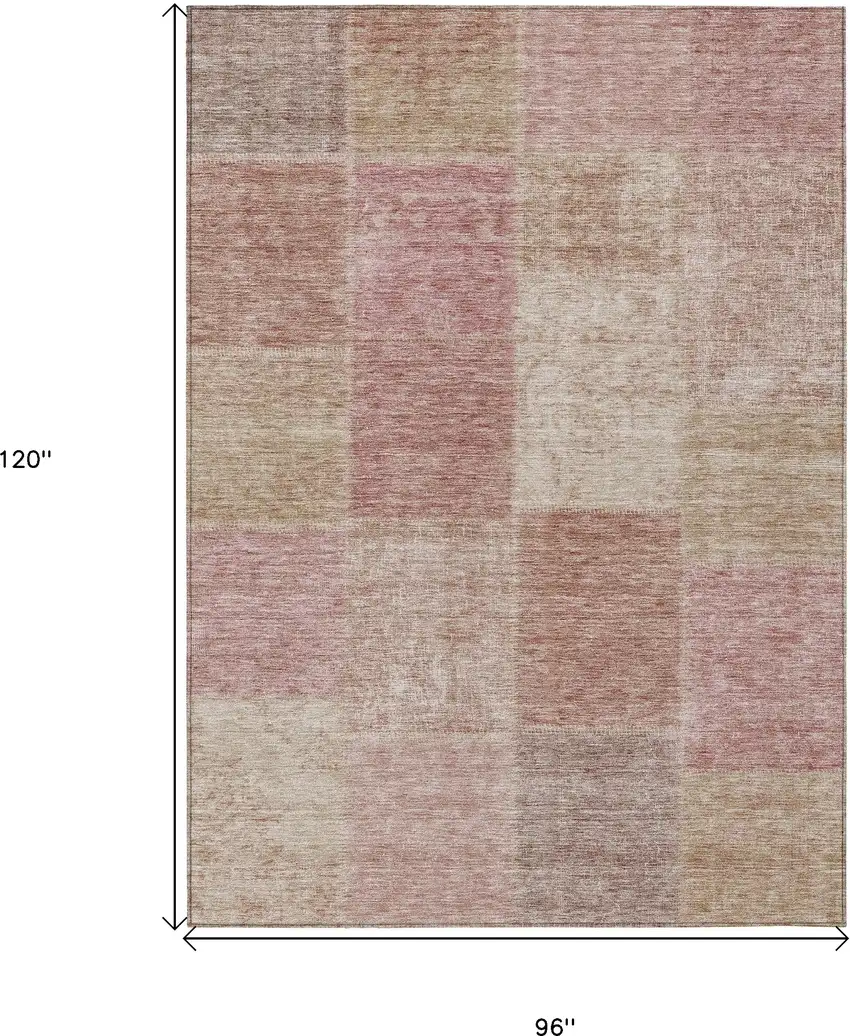 Blush Pink And Mauve Patchwork Washable Indoor Outdoor Area Rug Photo 3