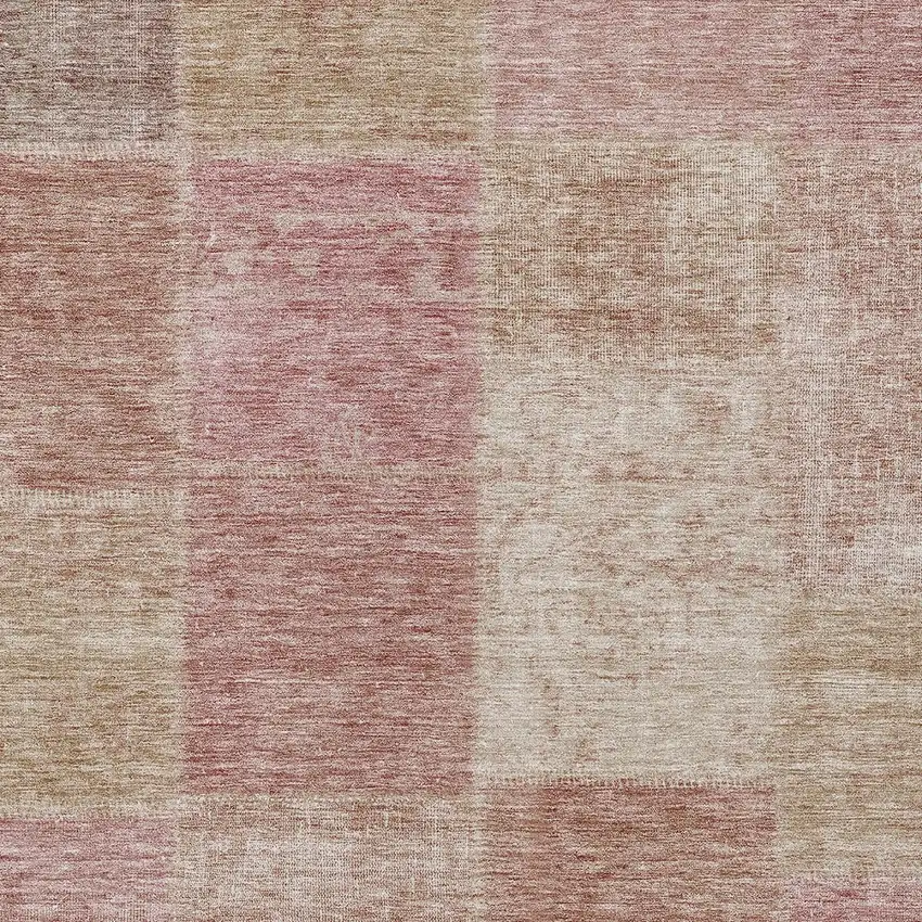 Blush Pink And Mauve Patchwork Washable Indoor Outdoor Area Rug Photo 5