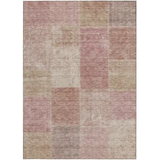 Blush Pink And Mauve Patchwork Washable Indoor Outdoor Area Rug Photo 6