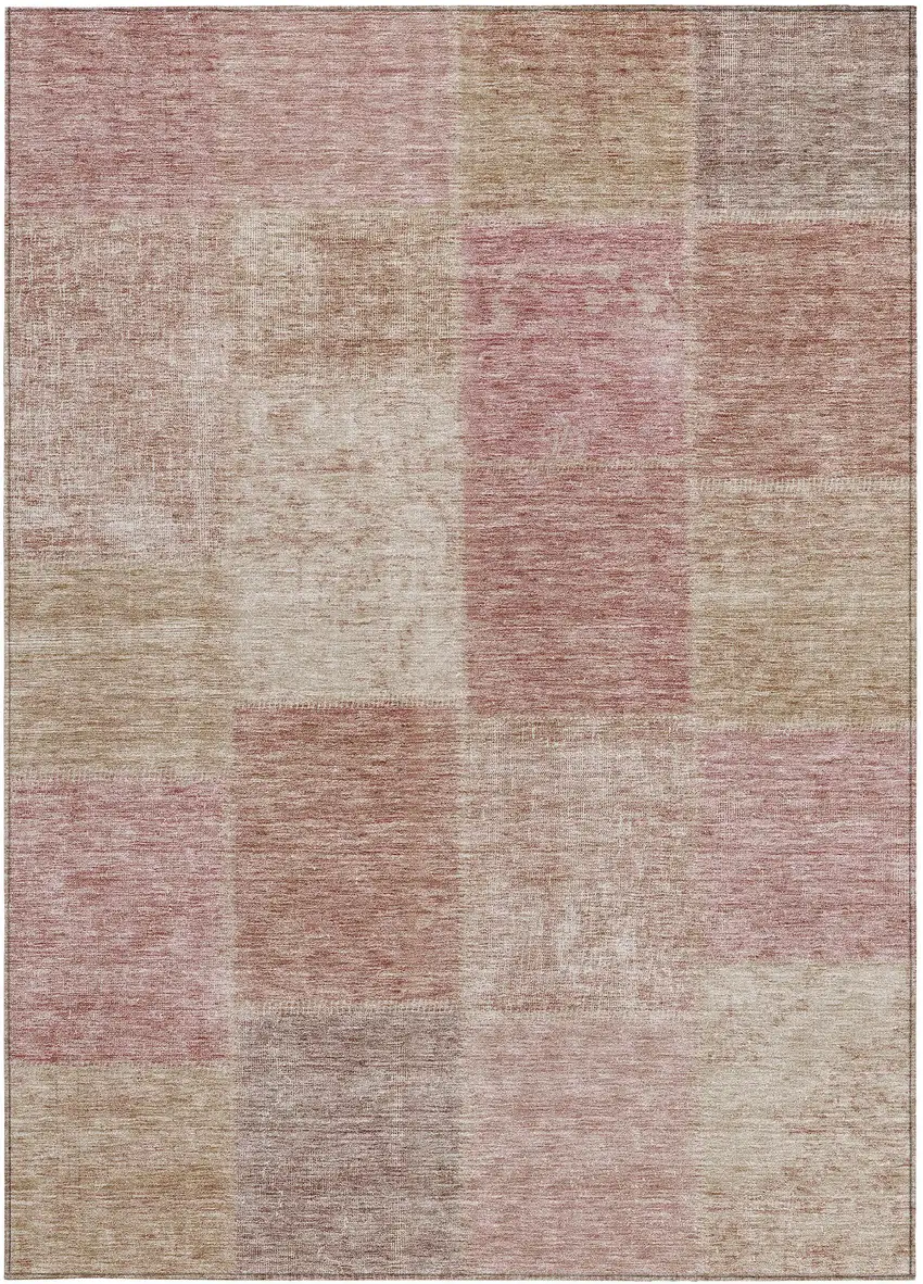 Blush Pink And Mauve Patchwork Washable Indoor Outdoor Area Rug Photo 6
