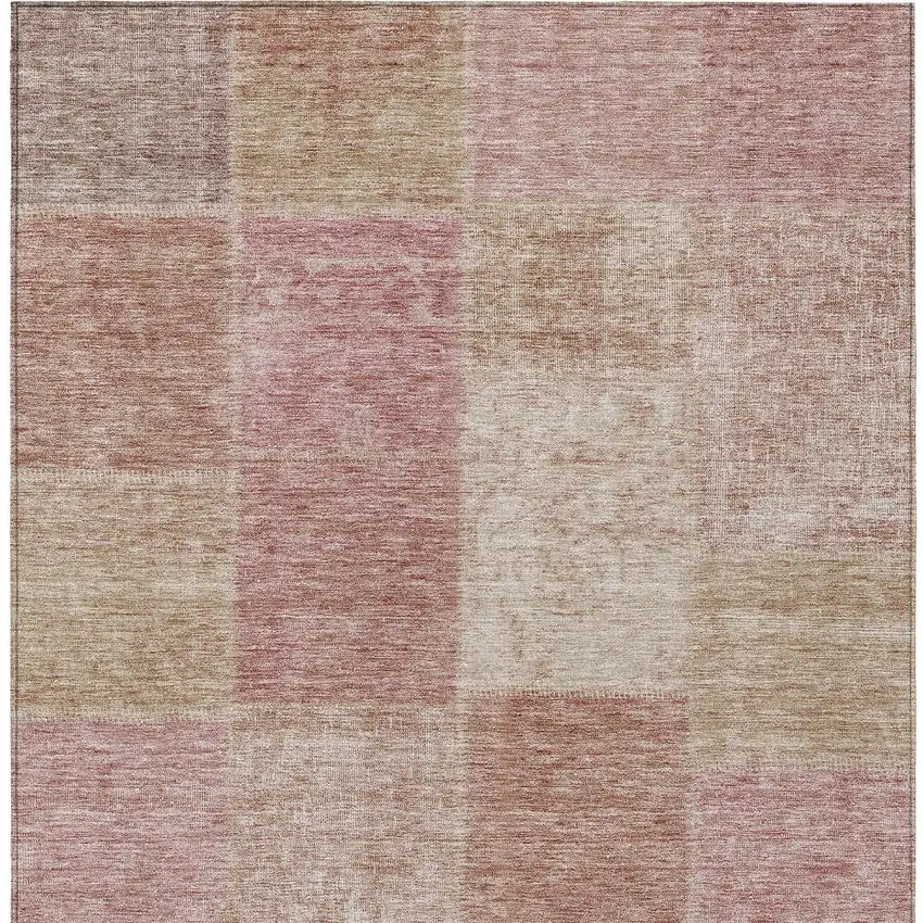 Blush Pink And Mauve Patchwork Washable Indoor Outdoor Area Rug Photo 6