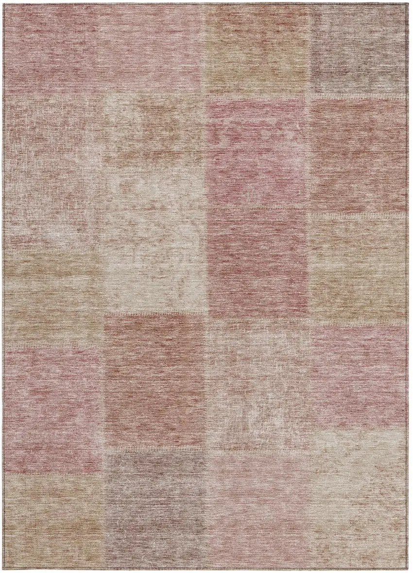 Blush Pink And Mauve Patchwork Washable Indoor Outdoor Area Rug Photo 7