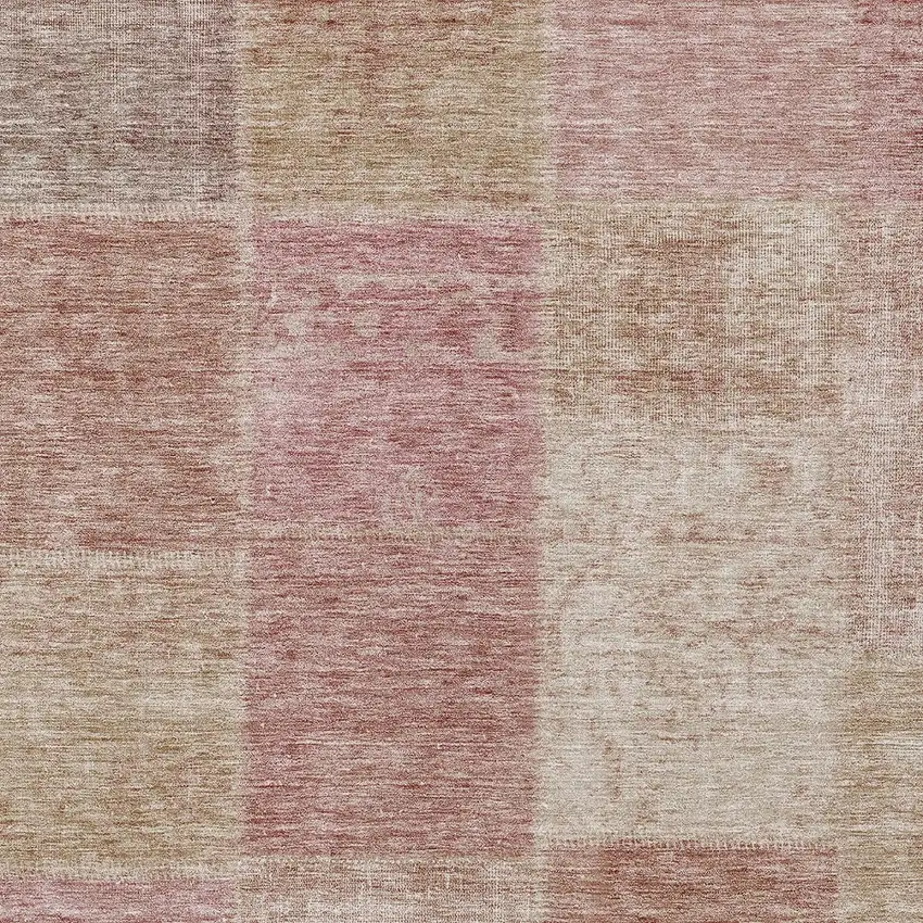 Blush Pink And Mauve Patchwork Washable Indoor Outdoor Area Rug Photo 6