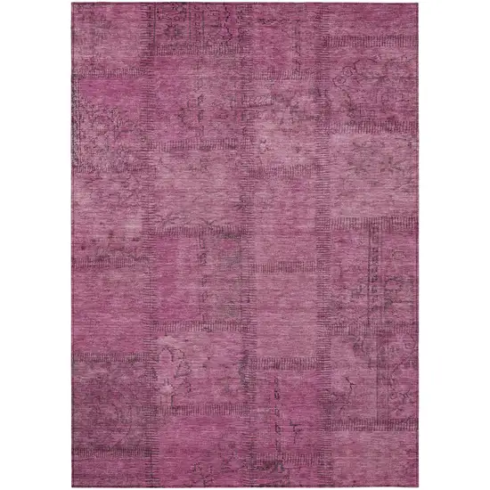 Blush Pink And Mauve Patchwork Washable Indoor Outdoor Area Rug Photo 2
