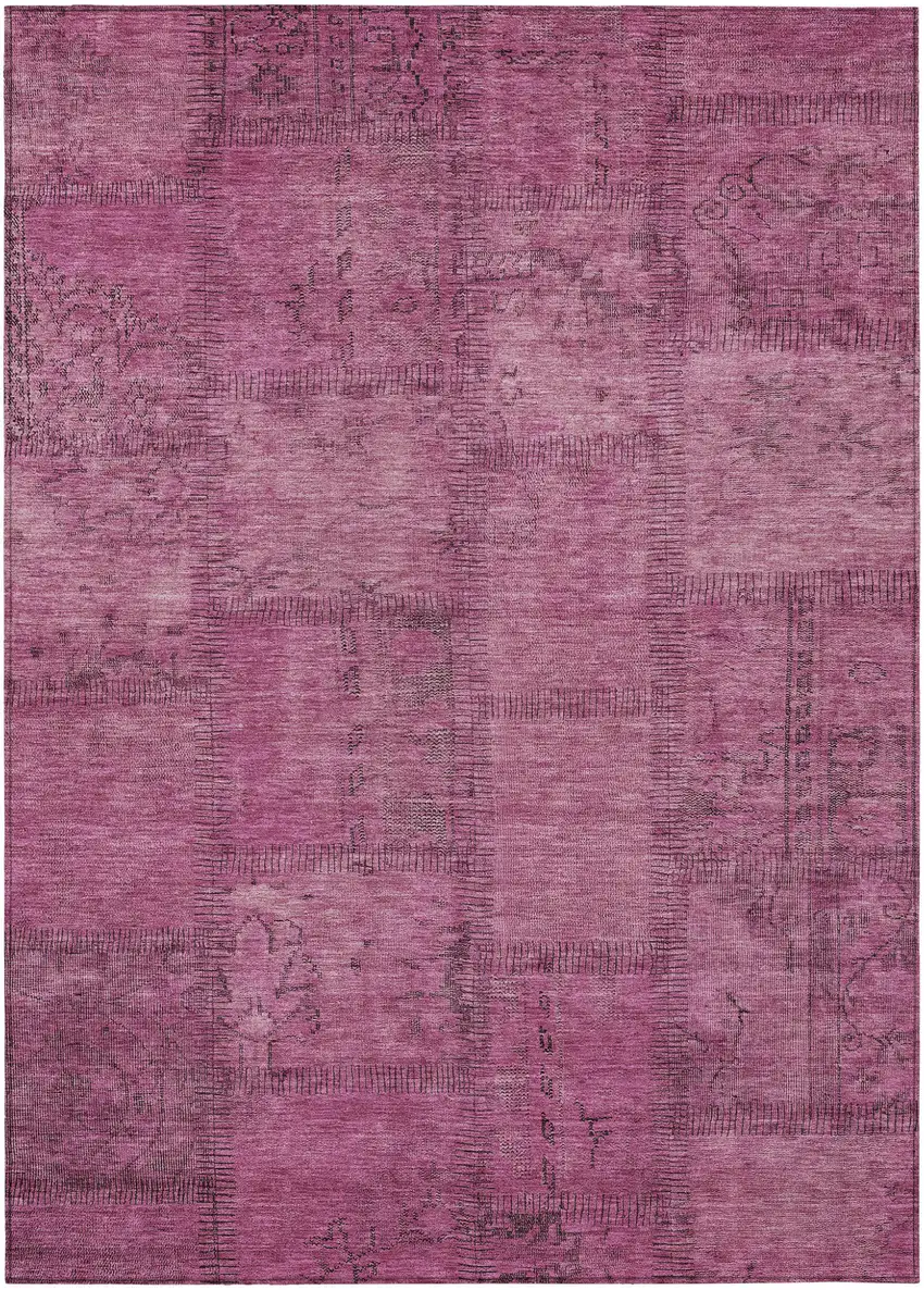 Blush Pink And Mauve Patchwork Washable Indoor Outdoor Area Rug Photo 2