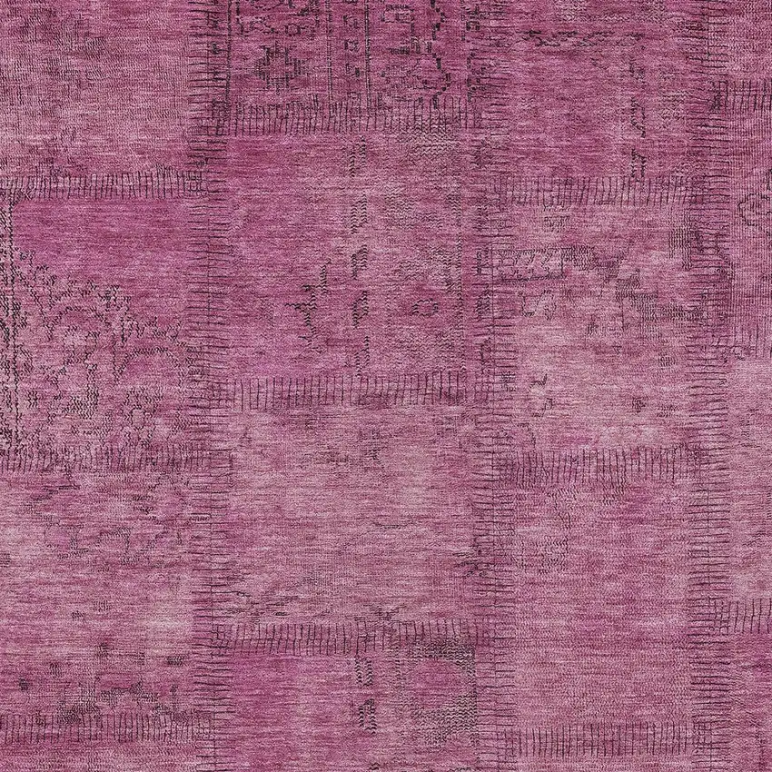 Blush Pink And Mauve Patchwork Washable Indoor Outdoor Area Rug Photo 5