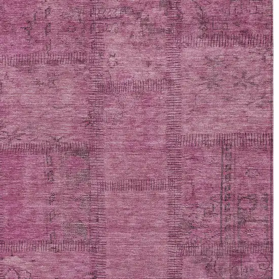 Blush Pink And Mauve Patchwork Washable Indoor Outdoor Area Rug Photo 5