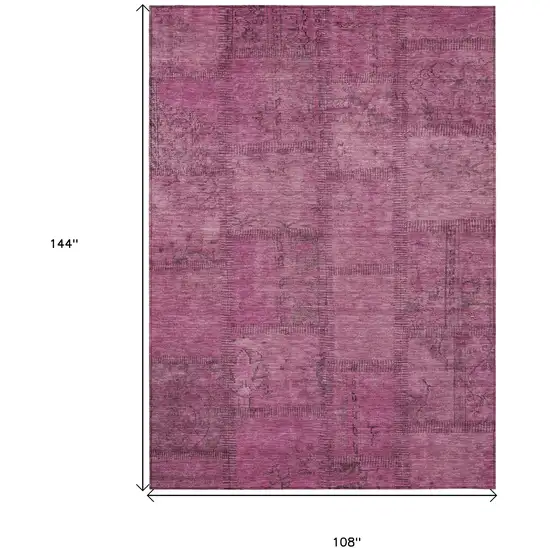 Blush Pink And Mauve Patchwork Washable Indoor Outdoor Area Rug Photo 3